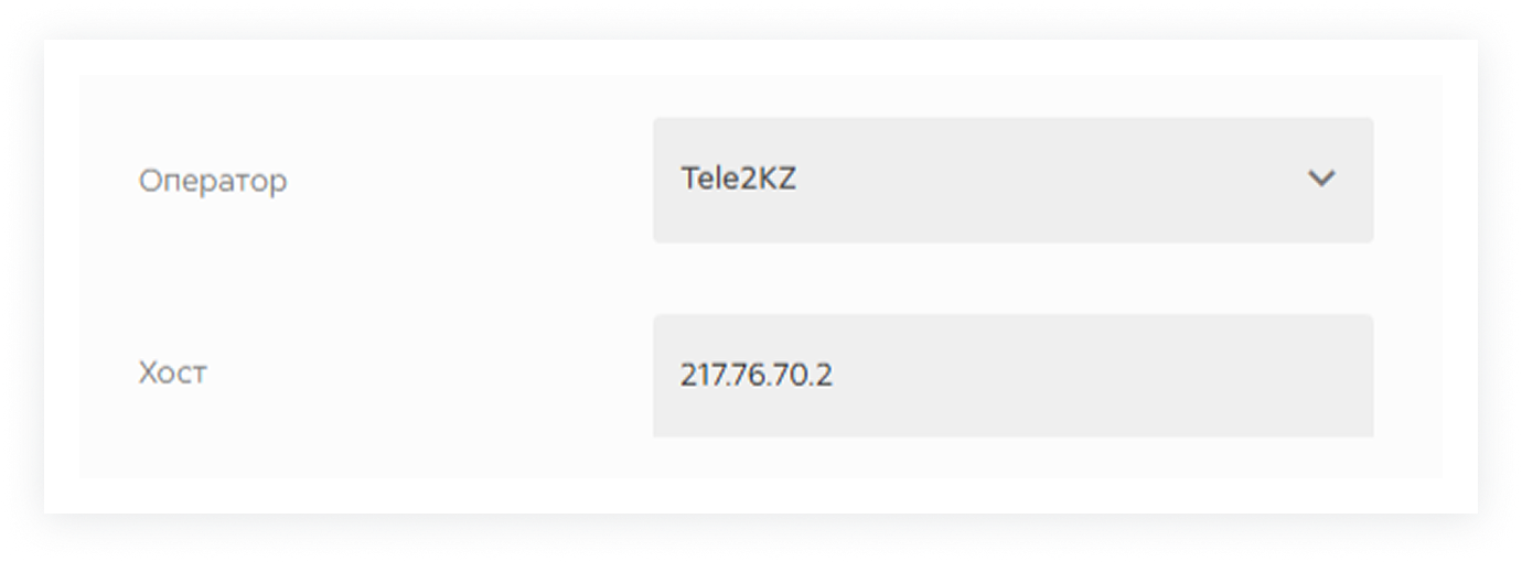 Заполнение полей «Оператор» и «Хост» при подключении номера по SIP.